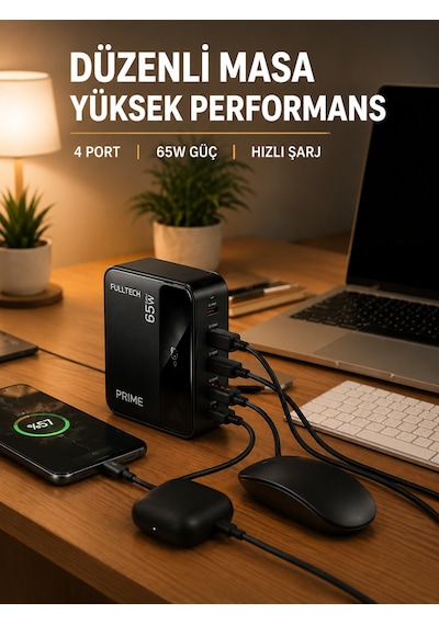 Usb-a Ve Usb-c Girişli Çoklu Şarj Cihazı Standart