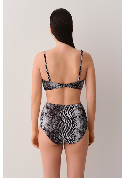 Suwen Savage Tül Detaylı Yüksek Bel Bikini Alt Sb2543513061306 Renkli Desenli