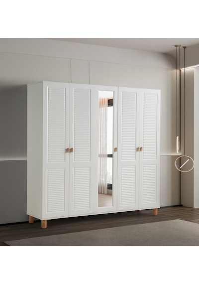 Pema Home Favori %100 Mdf Membran 5 Kapaklı Dolap Gardırop Aytaşı