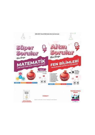 Nartest 8. Sınıf Matematik Fen Soru Bankası 2 Kitap Seti