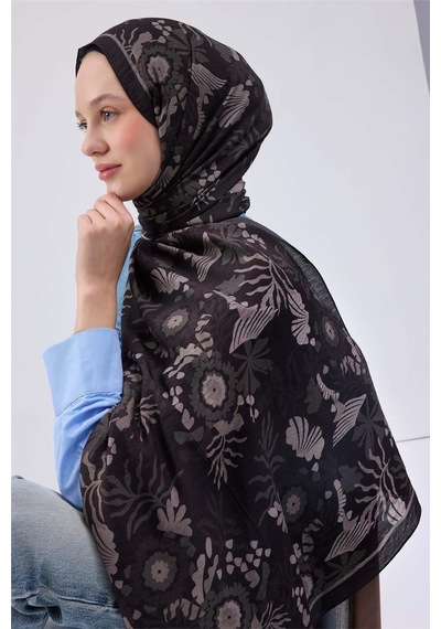 Silk Home Viskon Mayda Şal Koyu Gri Zeminli Ton Sür Ton Desenli Yumuşak Dokulu 190x70 Çok Renkli