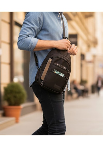 Classone Crossbody Vıp Su Geçirmez Kumaş,fermuar Çarpraz Askılı Unisex Omuz Ve Bel Çantası Siyah