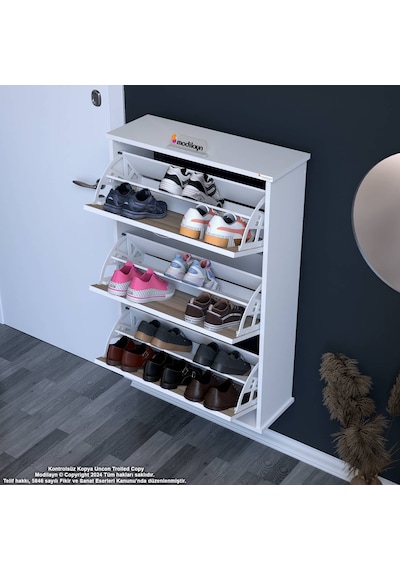 Modilayn Varbi Asma Antre Hol 72 X 107 X 25, 5 Cm Lik 3 Düşer Kapak 6 Göz Raf Bölmeli Ayakkabılık Beyaz - Cordoba Modilayn Varbi Asma Antre Hol 72 X 107 X 25, 5 Cm Lik 3 Düşer Kapak 6 Göz Raf Bölmeli Ayakkabılık Beyaz - Cordoba