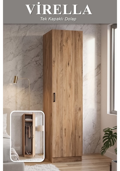 Virella Gardrop Askılı Elbise Dolabı Raflı Elbise Dolabı Çam