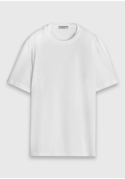 Ramsey Beyaz Düz Bisiklet Yaka %100 Pamuk T-shirt beyaz white