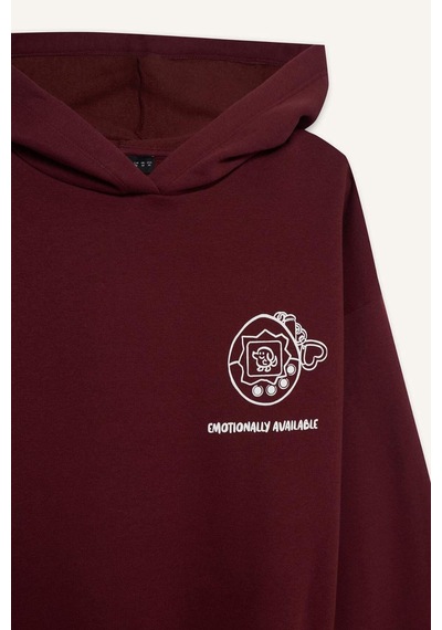 Defacto Coool Overshirt Fit Kapüşonlu Baskılı Kalın Kumaş Sweatshirt G0181ax25wnbr98 Bordo Defacto Coool Overshirt Fit Kapüşonlu Baskılı Kalın Kumaş Sweatshirt G0181ax25wnbr98 Bordo
