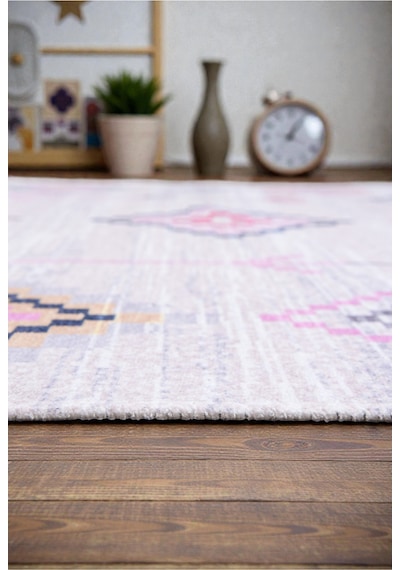 Modern Etnik Kilim Pastel Renkli Geometrik Desen Kaymaz Dokuma Taban Çok Renkli Çok Renkli