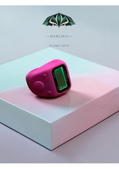 Led'li Mini Yüzük Zikirmatik Her 100'de Uyarı Veren Dijital Zikir Sayacı Pembe Beyaz