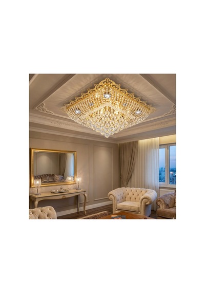 Hanedan 60x60 Kare Avize Altın Altın