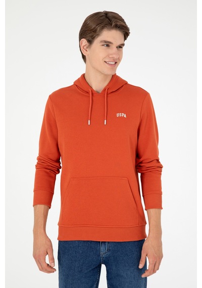 U.S. Polo Assn. Erkek Kapüşonlu Kiremit Basic Şardonlu Sweatshirt 50295176-VR031