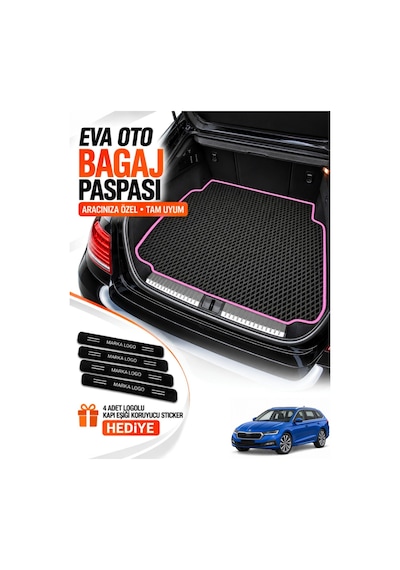Skoda Octavia-nx 2020-2026 Uyumlu Eva Bagaj Paspası Araca Özel Siyah-fuşya