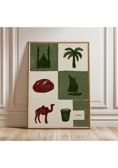 Kahire Seyahat Posteri Mısır Şehir Manzarası Duvar Dekoru Minimalist Afrika Estetiği Baskı