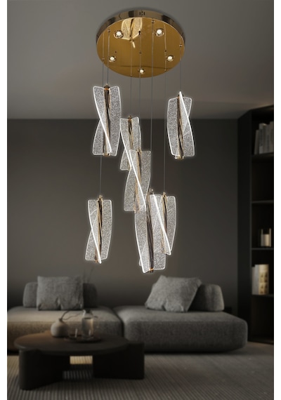 Liza 7 Li Modern Sarkıt Led Avize - Kumandalı / Gold Gold