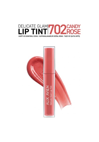 Kalıcı & Suya Dayanıklı Dudak Parlatıcı Tint - Delicate Glam Lip Tint 702 Candy Rose Pembe