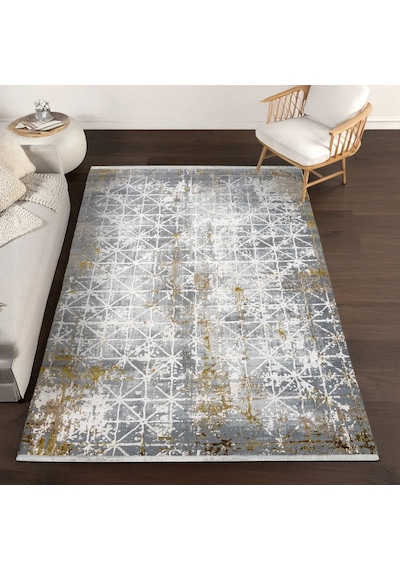 Bespoky Artex 5852a Geometrik Desenli Salon Halısı Dijital Baskı Gri - Antrasit Gri - Artemıs Artex-5852b