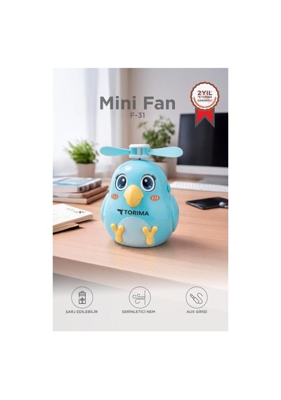 Torima Şarjlı El Vantilatörü Sevimli Kuş Figürlü Mini Taşınabilir Fan F31