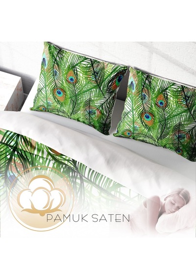 Monohome Feathers 3D Pamuk Saten Çift Kişilik Nevresim Takımı