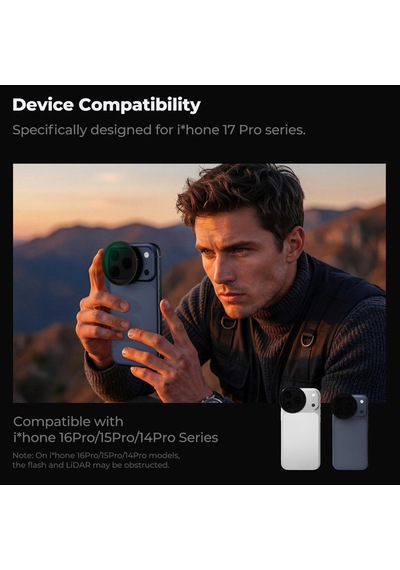 K&f Concept İphone 17 Pro Ve Pro Max İçin Ayarlanabilir Nd2-32 Filtre Black