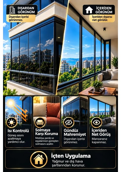 Zelayhome Seramikli Siyah Cam Balkon Filmi 100 CM X 3 M