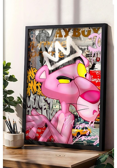Pink Panther Çerçeveli Tablo - Print Money Serisi Poster Tablo