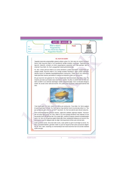 Karekök Müfredat 5. Sınıf Progresif Din Kültürü Ve Ahlak Bilgisi