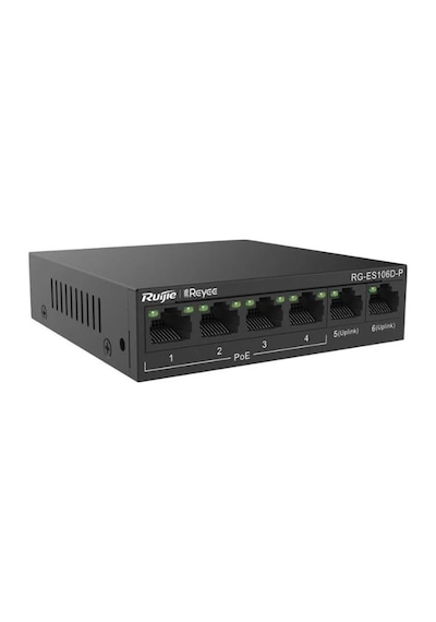 Ruijie-Reyee RG-ES106D-P 4 Port POE + 10-100-1000 Mbps + 2 Port 10-100 Mbps Uplink Switch