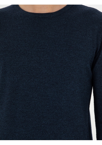 Cacharel Lacivert Slim Fit Yün Karışımlı Bisiklet Yaka Triko Kazak