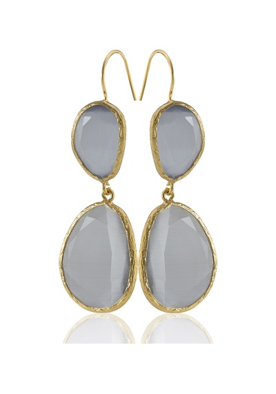 Kadir Jewellery 22 Ayar Altın Kaplama Kadın Sallantılı Küpe -el İşçiliği Ve Hipoalerjenik Küpe Gri 89720818