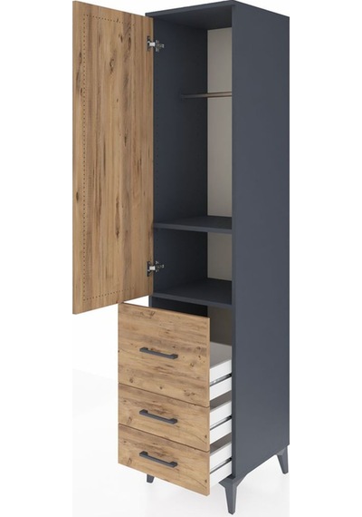 Hyperion Dolap 2 Raflı 3 Çekmeceli Tek Askılı 44x44x195 Antra... Antrasit