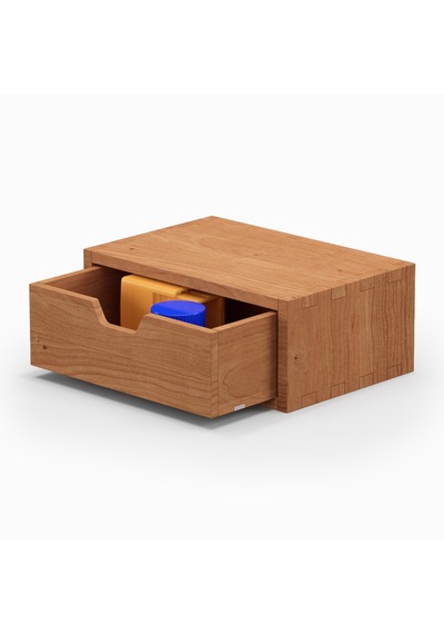 Desna Tek Katlı Tek Çekmeceli Mini Dolap - Kiraz 18 Cm Uzunluk X 12.1 Cm Derinlik X 7.2 Cm Woodsaka Doğal Ahşap