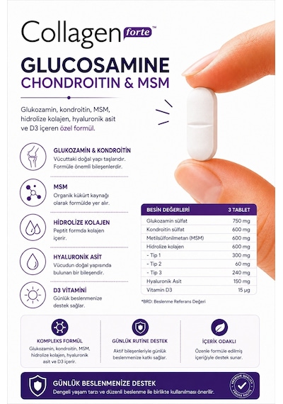 Collagen Forte Platinum Glucosamine Chondroitin Msm Collagen Tip 1-2-3 90 Tablet