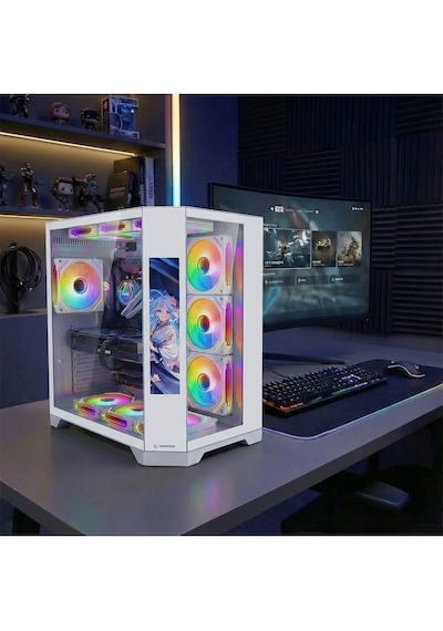 Nova 9.16'' Lcd Ekranlı Hub+kumanda Beyaz 7x12cm Argb Fan+kumanda Gaming Oyuncu Kasası