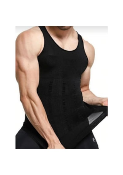 Fitform Giyim Fitform Erkek Atlet Korse Ultra Göğüs Toplayıcı Jinekomasti Göbek Toparlayıcı Dik Duruş Korse Siyah