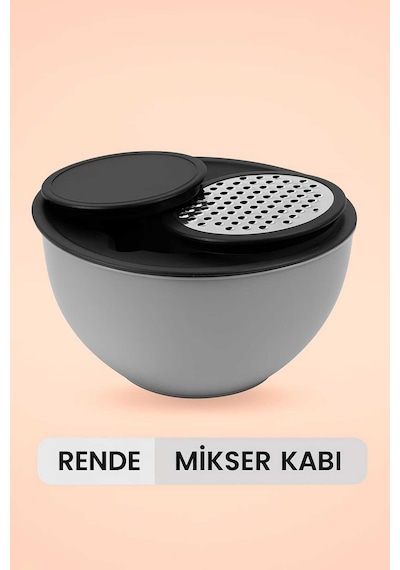 4 Prc Eğimli Rendeli Karıştırma Plastik Mikser Kabı Mix Renk Gri