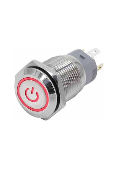16mm Metal Panel Montaj Düz Kafa Latch Buton No Nc Power Sembol Led Işıkl Dc 6a-12v Ac 3a 250v Ip67