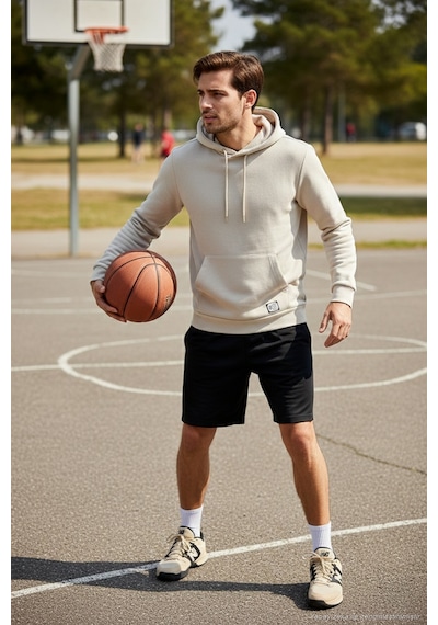 Buratti Regular Fit Kapüşonlu Kanguru Cepli Içi Tüylü Yumuşak Şardonlu Erkek Sweat 5905281 Krem
