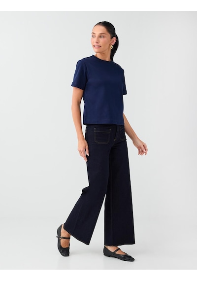 Jimmy Key İndigo Mavi Rahat Kesim Bol Paça Yüksek Bel Denim Pantolon 6ww187147448