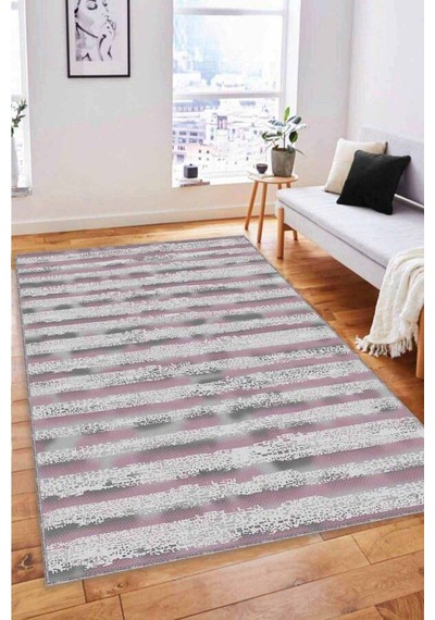 Pembe Spor Kaymaz Tabanlı Makinede Yıkanabilir Halı Fo06n11