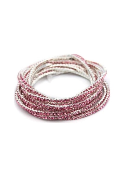 6'lı Lastikli Bileklik - Pembe Çok Renkli