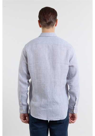 İmza Gri Uzun Kol Cepsiz Slim Fit Pamuk Gömlek 1004260163 L