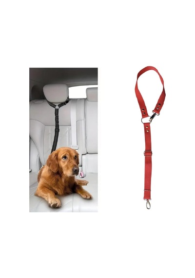 Araç İçi Köpek Emniyet Tasması, Ayarlanabilir Metal Kancalı Kırmızı Çok Renkli