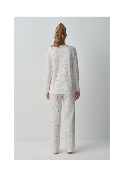 Suwen Amara Gömlek Yaka Pijama Takımı Wsh10510049338 Ekru