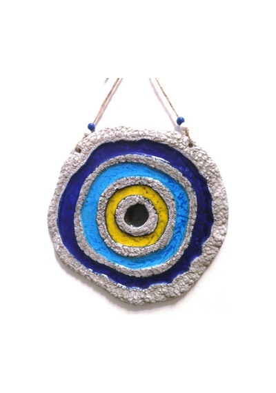 Seramik Nazar Boncuğu Dekoratif Duvar Süsü Nazarlık 25x25 Cm
