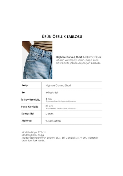 Itsbasic Kadın T.kot Rengi 12s5-32 Mini Boy Yüksek Bel Curved Yırtık Detaylı Püsküllü %100 Koton Denim Şort