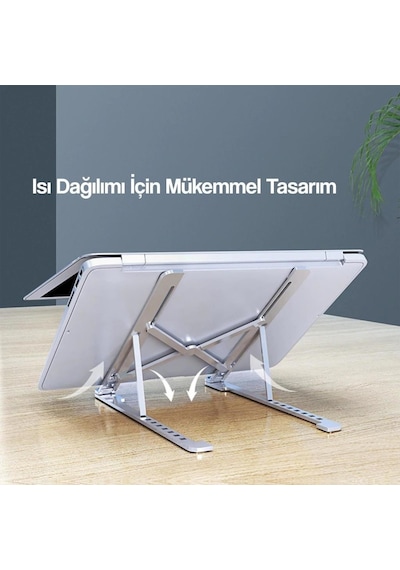 Torima JX-18 Katlanabilir Taşınabilir Metal Notebook Stand Gümüş