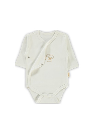 Civil Baby Organik Pamuklu Kruvaze 0-6 Ay Çıtçıtlı Badi - Ekru 3-6 Ay Ekru