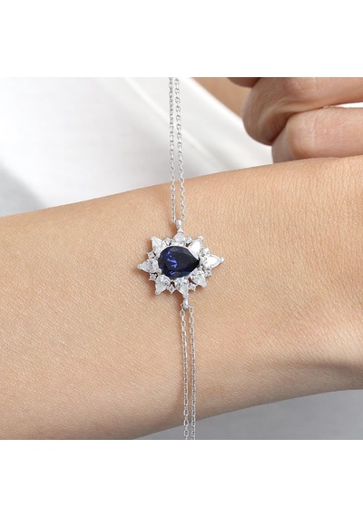 Effective Diamond Londra Tutkusu Sentetik Safir Taşlı Gümüş Bileklik