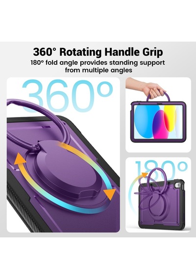 Apple Uyumlu iPad Air 11inç M4/m3/m2 2026-2024 Kılıf Askılı Silikon Handle Ring Yüzüklü Amour Tank Case