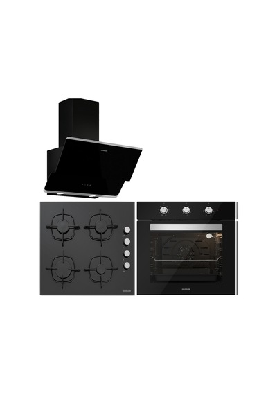 Silverline BO6503B01 - CS5335B01 - 3490 Oslo 60 CM Siyah Cam Ankastre Set