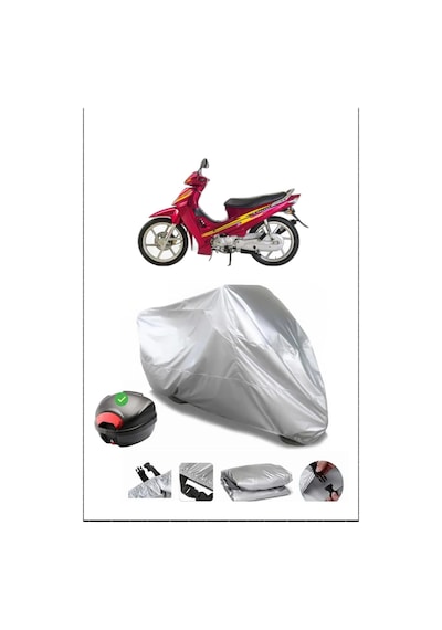 Kanunı Elite110 Arka Çanta Uyumlu Gri Su Geçirmez Branda Motosiklet